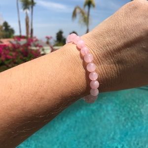 Rose Quartz bracelet, 8mm - heart, peace, handmade